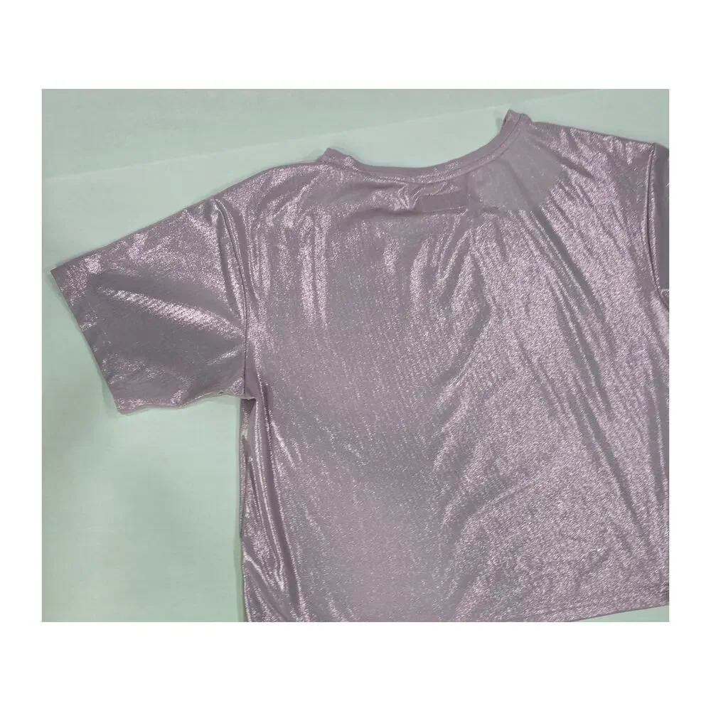 Converse Metallic Pink Shimmer Short Sleeve Tee Youth XL 13-15 Oversized Top